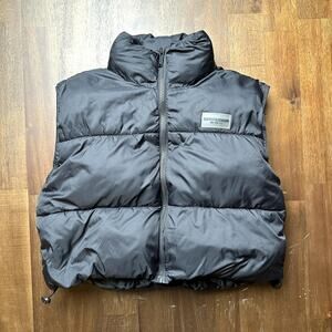 Supply & Demand Puffer Vest Womens Small Black Sleeveless Quilted Zip Outdoor